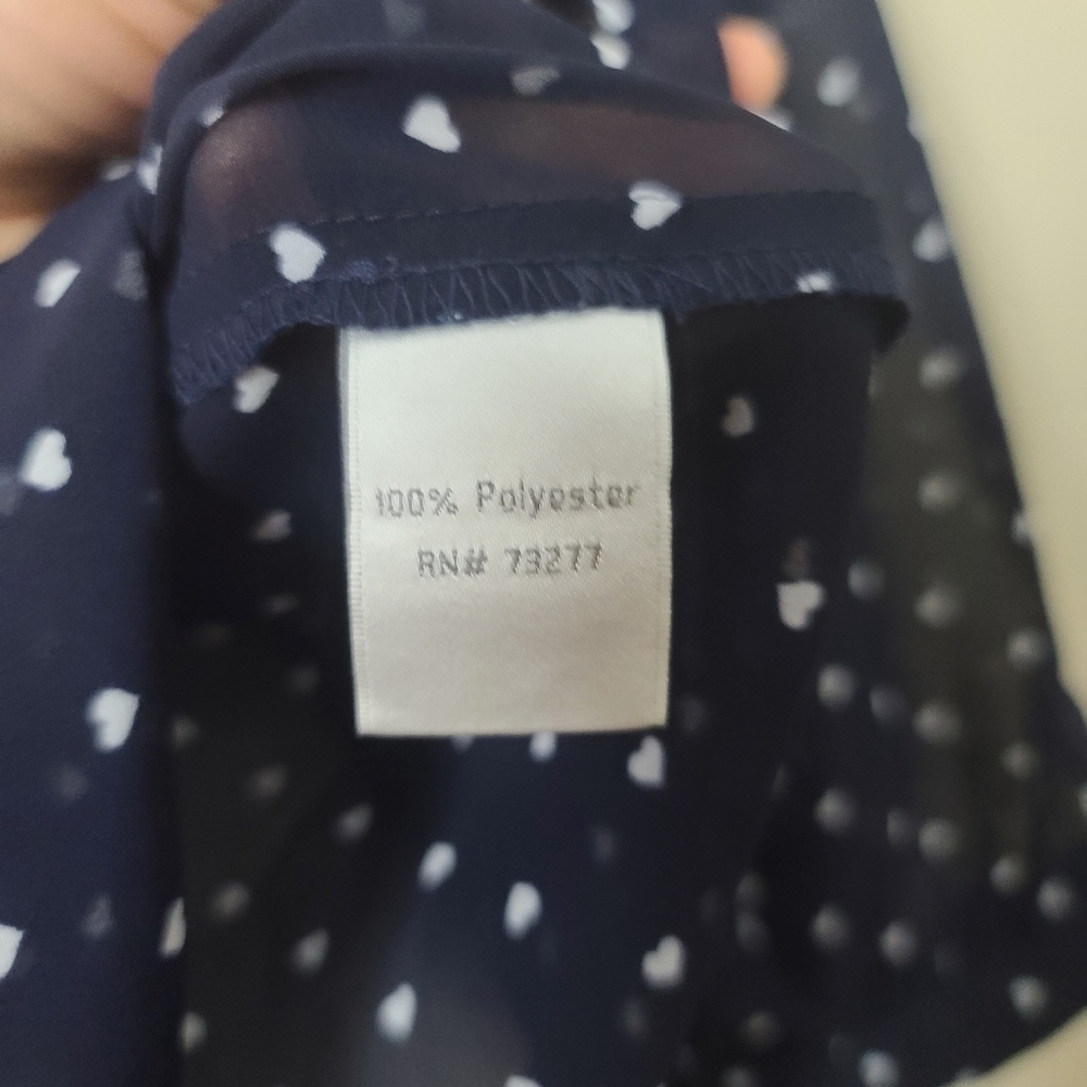 LC Navy Sheer Three Quarter Length Blouse, Small - Picture 5 of 6